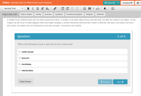 Shows a quiz in a textbook page too small to see
