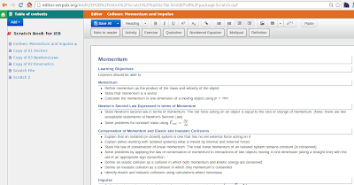 Table of contents, and book section from the sprint